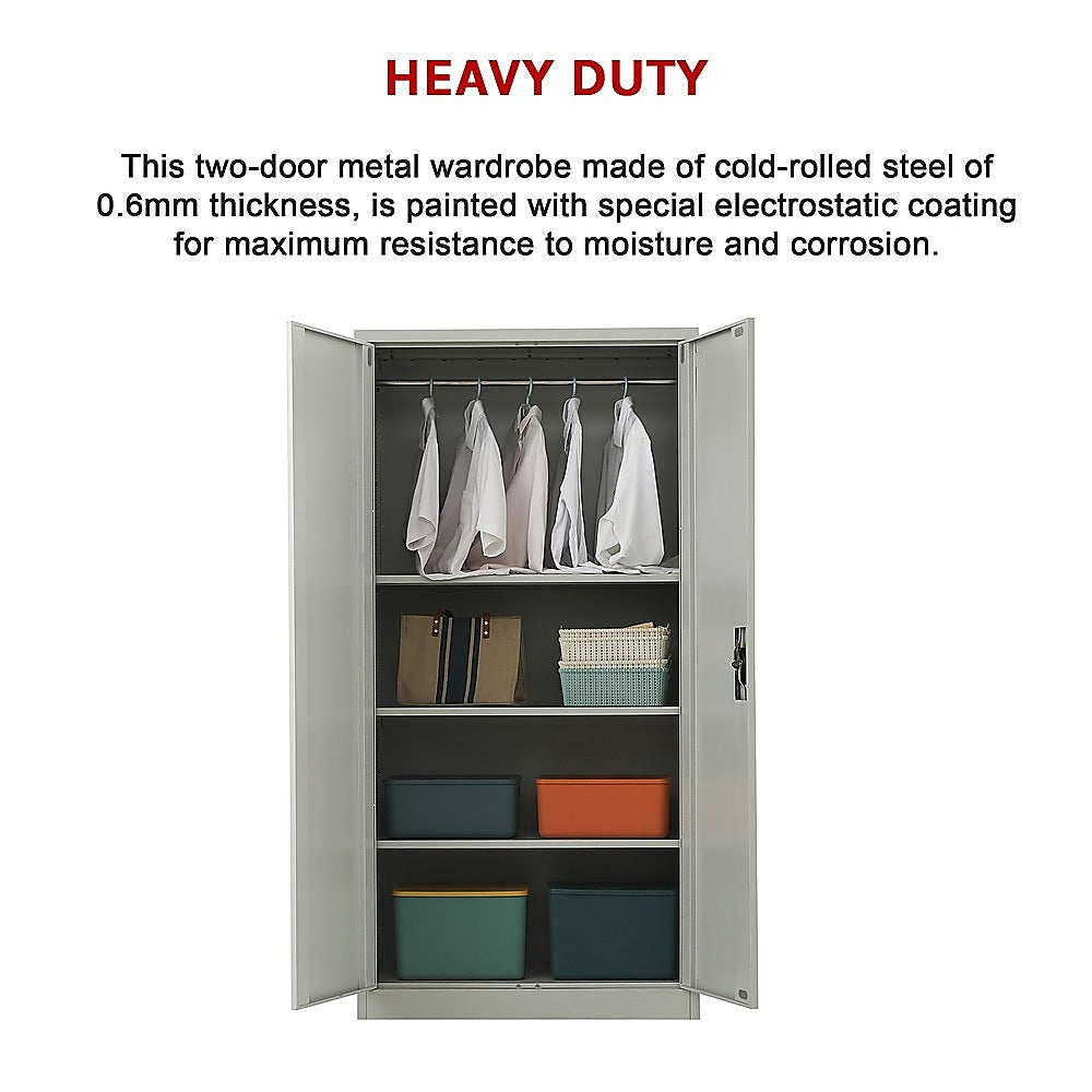 Two-Door Metal Cabinet Shelf Storage for Home Office Gym - Cosy Abode