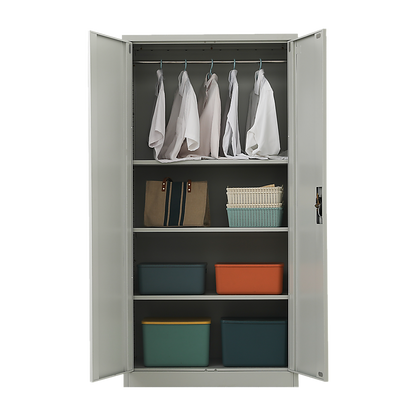 Two-Door Metal Cabinet Shelf Storage for Home Office Gym - Cosy Abode