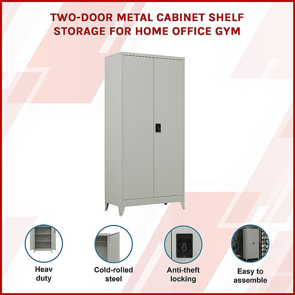Two-Door Metal Cabinet Shelf Storage for Home Office Gym - Cosy Abode