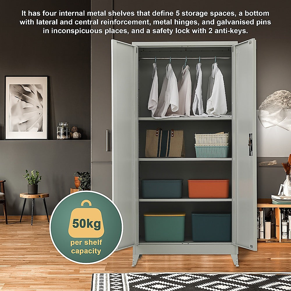 Two-Door Metal Cabinet Shelf Storage for Home Office Gym - Cosy Abode