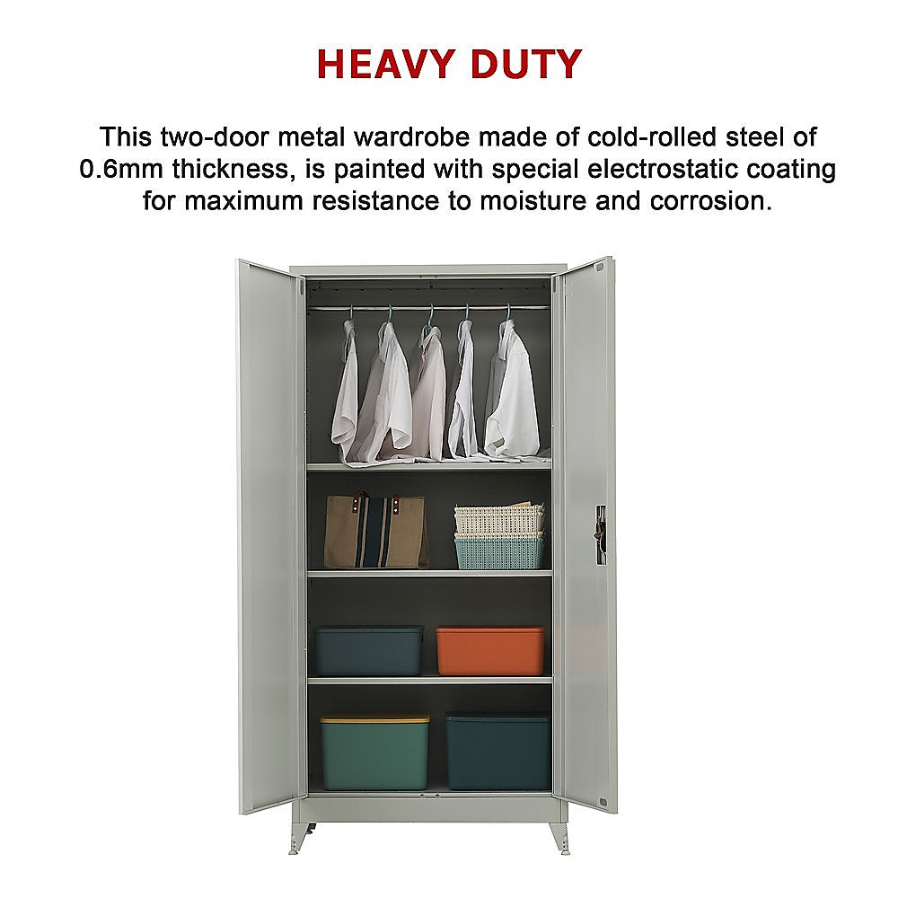 Two-Door Metal Cabinet Shelf Storage for Home Office Gym - Cosy Abode