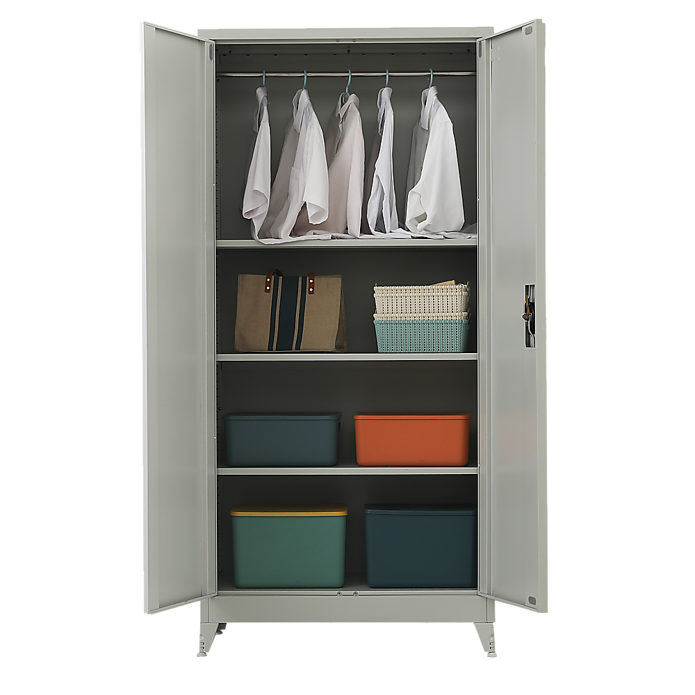 Two-Door Metal Cabinet Shelf Storage for Home Office Gym - Cosy Abode