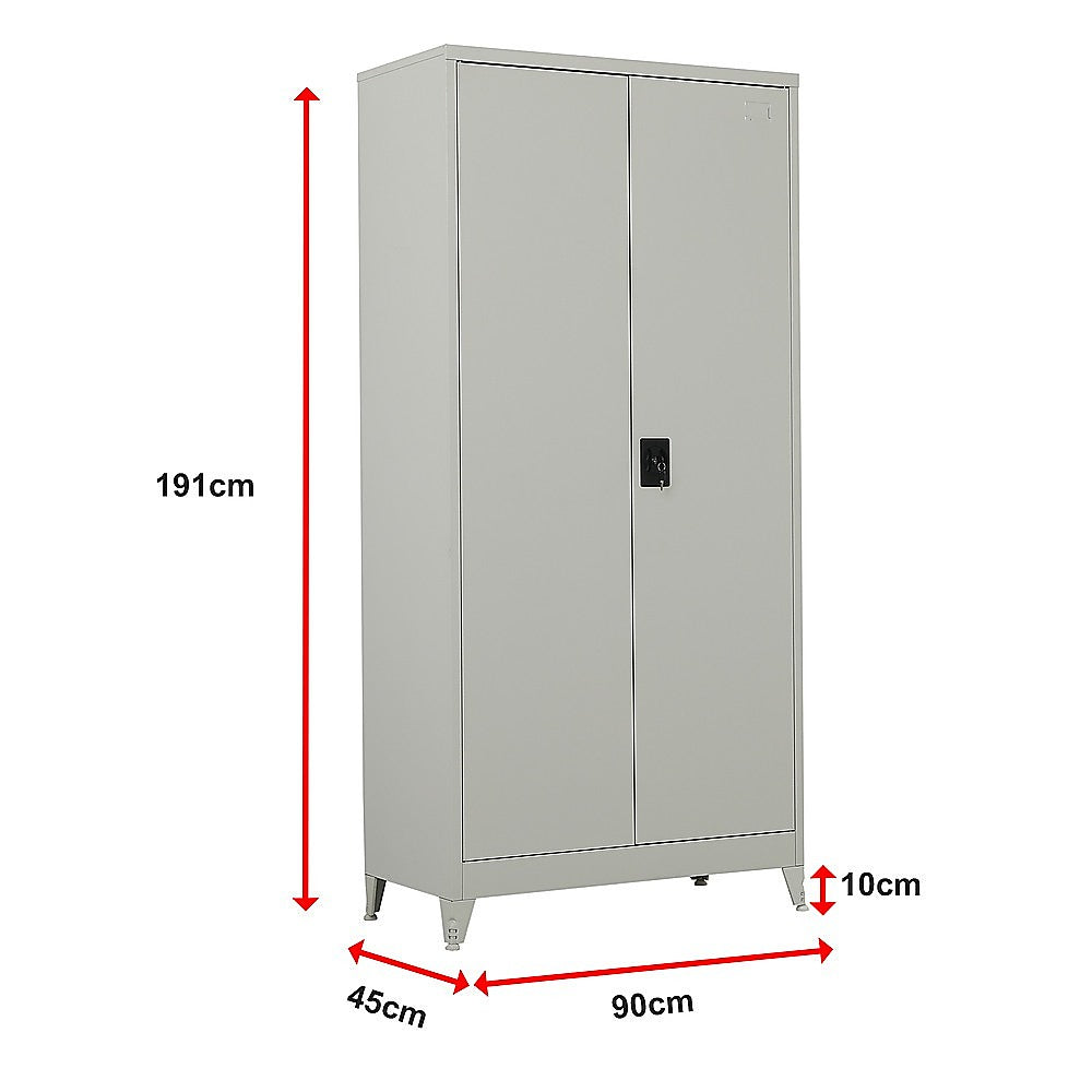 Two-Door Metal Cabinet Shelf Storage for Home Office Gym - Cosy Abode