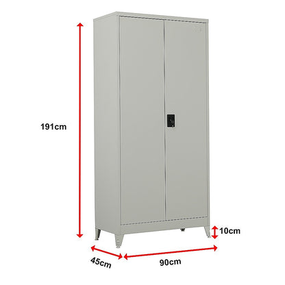 Two-Door Metal Cabinet Shelf Storage for Home Office Gym - Cosy Abode