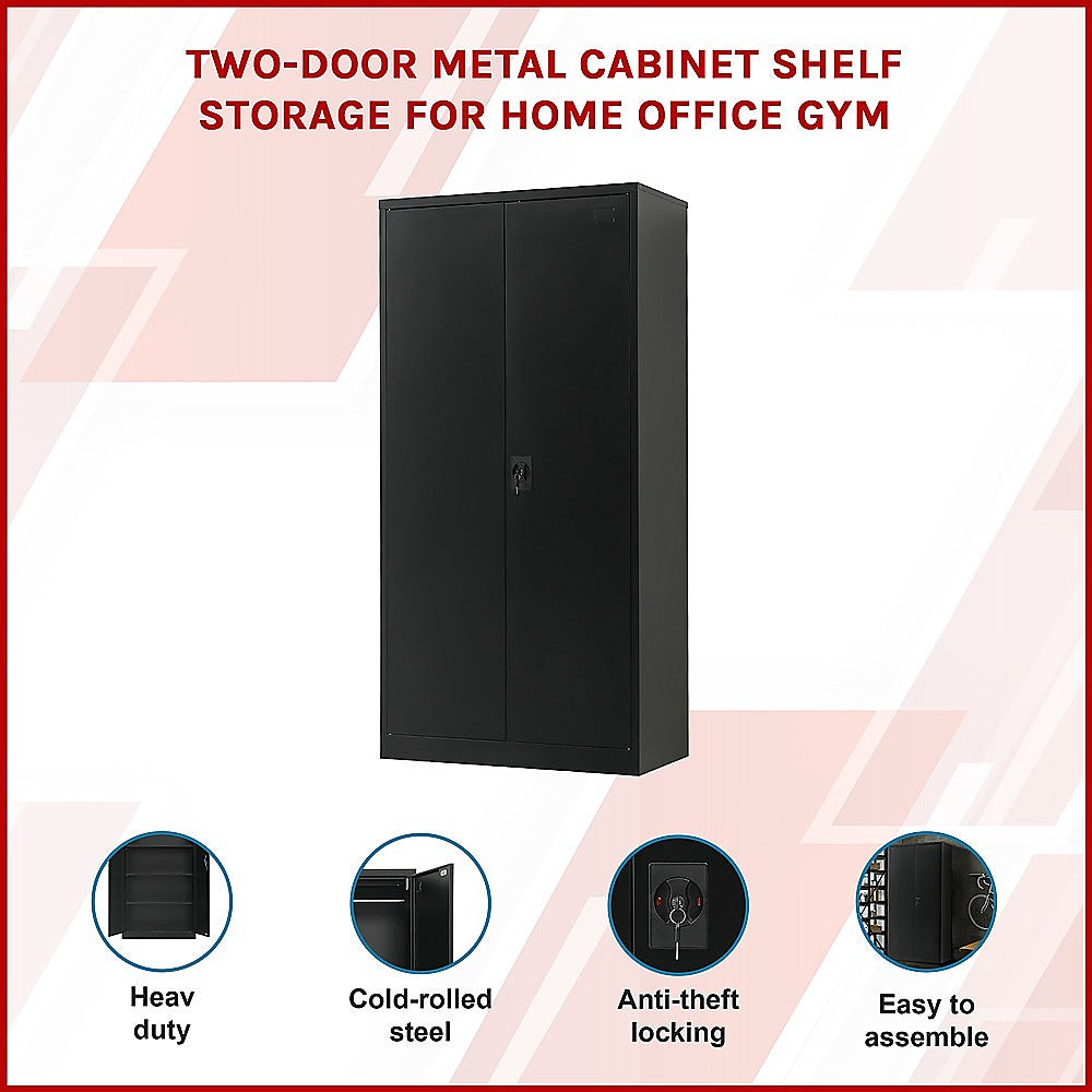 Two-Door Metal Cabinet Shelf Storage for Home Office Gym - Cosy Abode