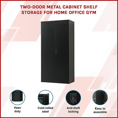 Two-Door Metal Cabinet Shelf Storage for Home Office Gym - Cosy Abode