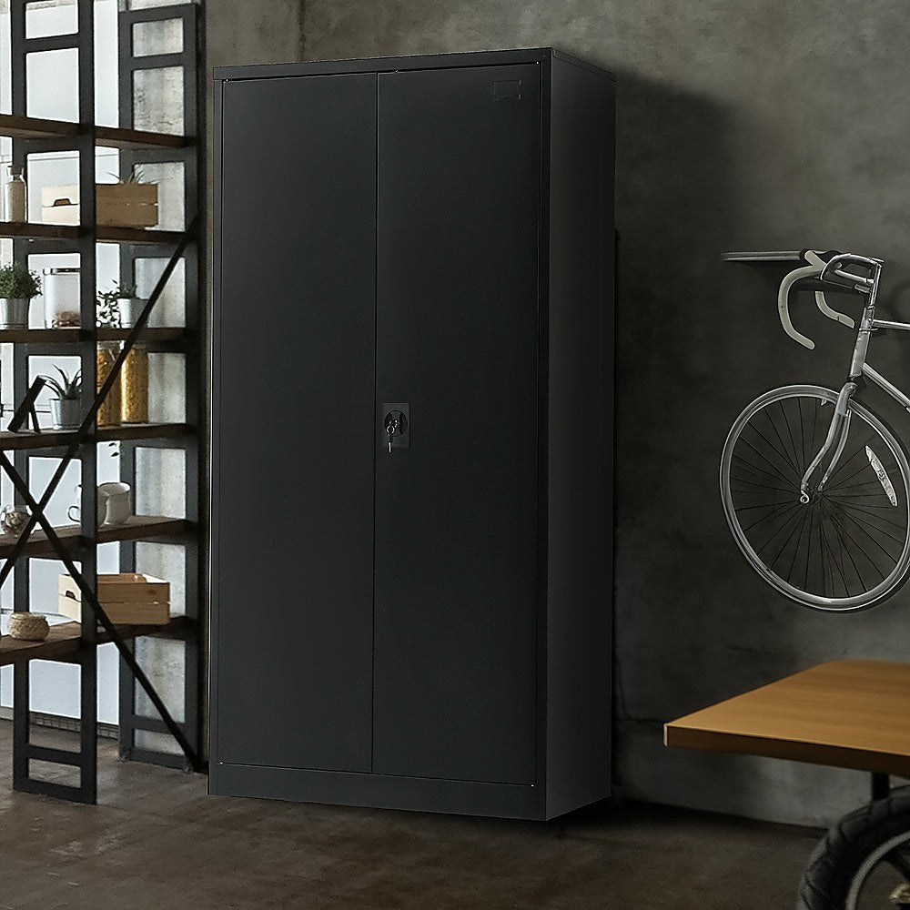 Two-Door Metal Cabinet Shelf Storage for Home Office Gym - Cosy Abode