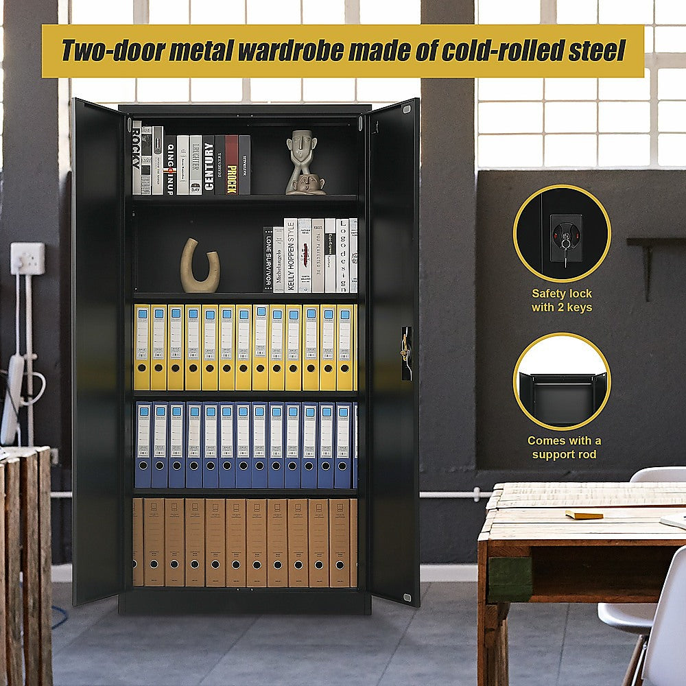 Two-Door Metal Cabinet Shelf Storage for Home Office Gym - Cosy Abode
