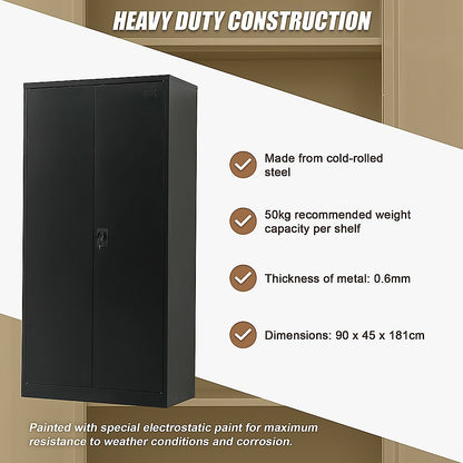 Two-Door Metal Cabinet Shelf Storage for Home Office Gym - Cosy Abode