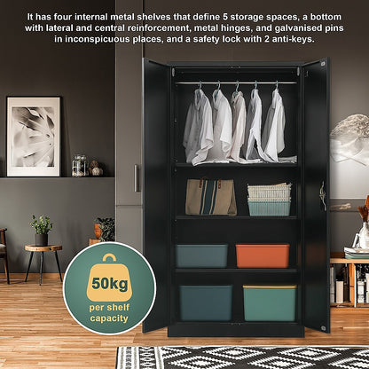 Two-Door Metal Cabinet Shelf Storage for Home Office Gym - Cosy Abode