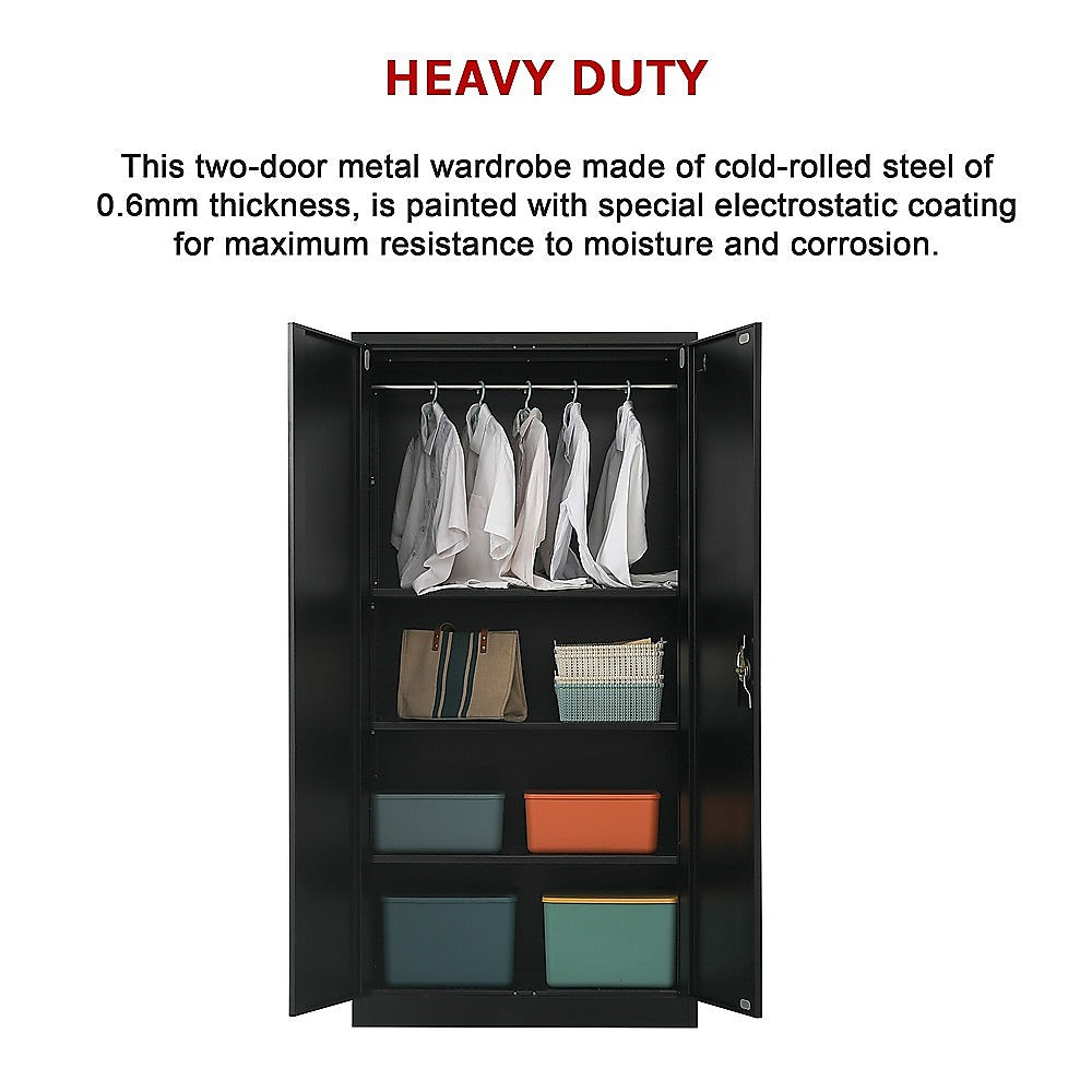Two-Door Metal Cabinet Shelf Storage for Home Office Gym - Cosy Abode