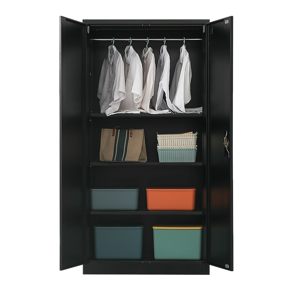 Two-Door Metal Cabinet Shelf Storage for Home Office Gym - Cosy Abode