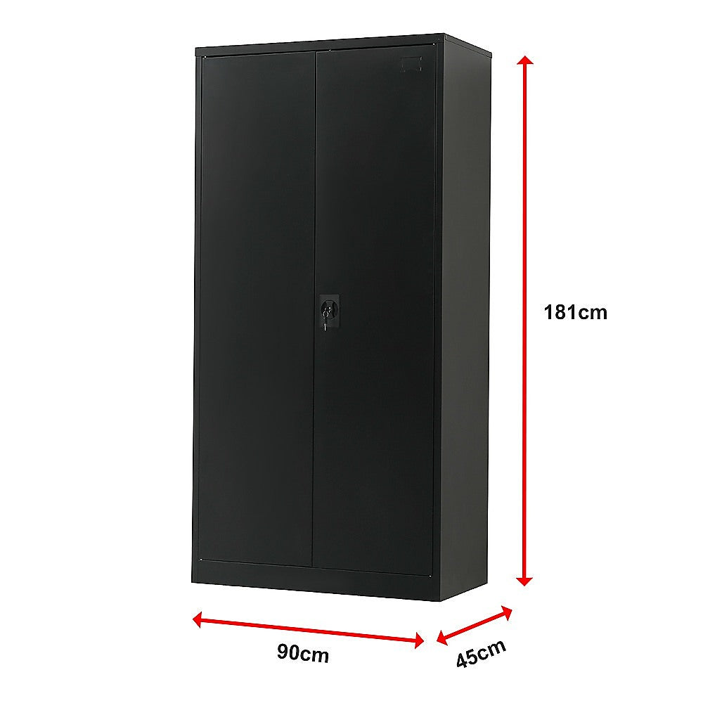 Two-Door Metal Cabinet Shelf Storage for Home Office Gym - Cosy Abode