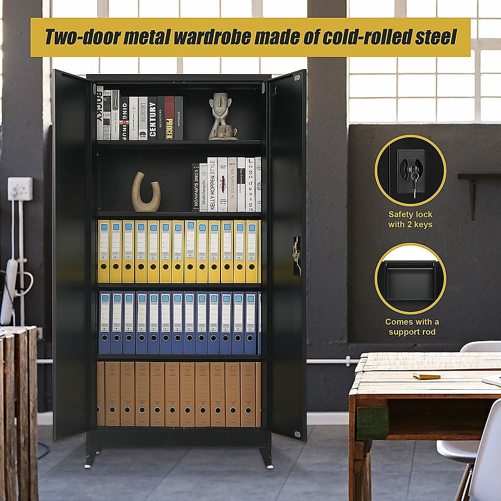 Two-Door Metal Cabinet Shelf Storage for Home Office Gym - Cosy Abode