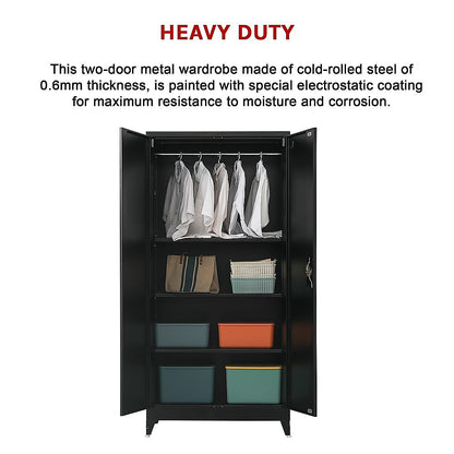 Two-Door Metal Cabinet Shelf Storage for Home Office Gym - Cosy Abode