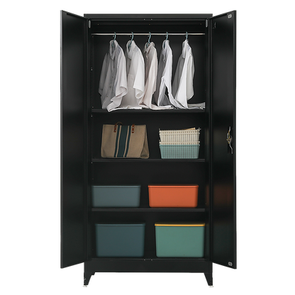 Two-Door Metal Cabinet Shelf Storage for Home Office Gym - Cosy Abode