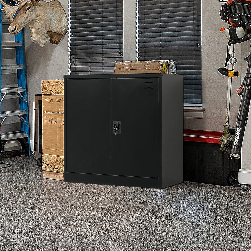 Two-Door Metal Short Cabinet Shelf Storage for Home Office Gym - Cosy Abode