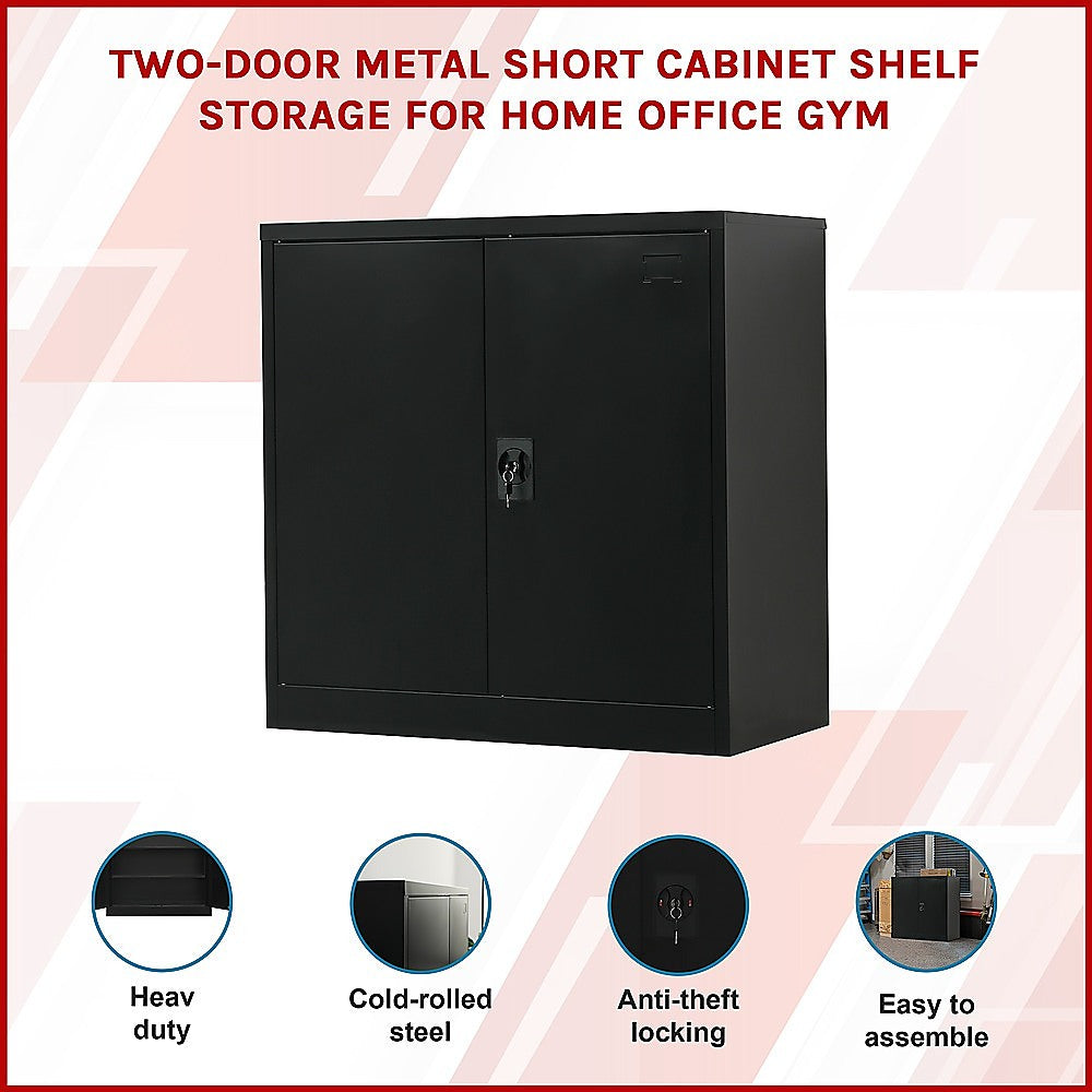 Two-Door Metal Short Cabinet Shelf Storage for Home Office Gym - Cosy Abode