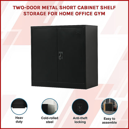 Two-Door Metal Short Cabinet Shelf Storage for Home Office Gym - Cosy Abode