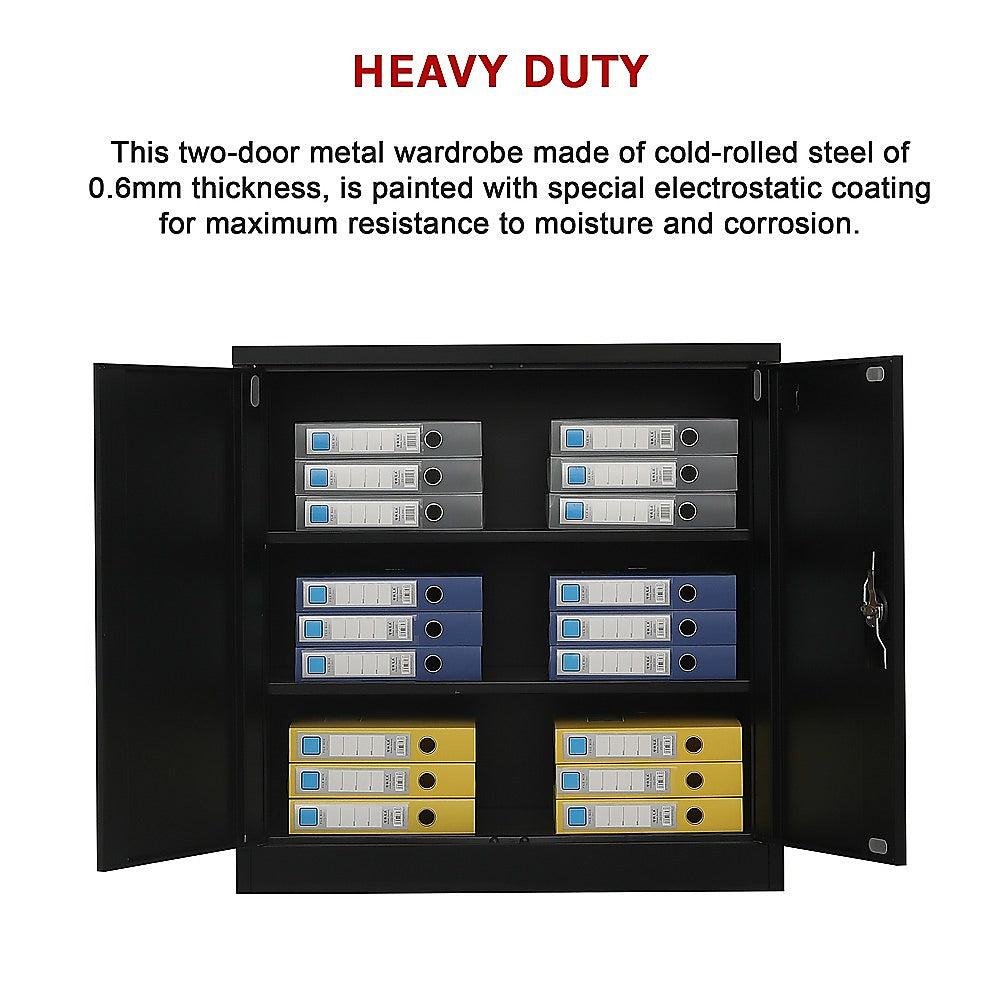 Two-Door Metal Short Cabinet Shelf Storage for Home Office Gym - Cosy Abode