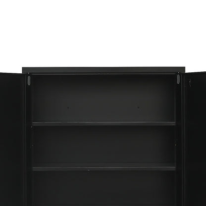Two-Door Metal Short Cabinet Shelf Storage for Home Office Gym - Cosy Abode
