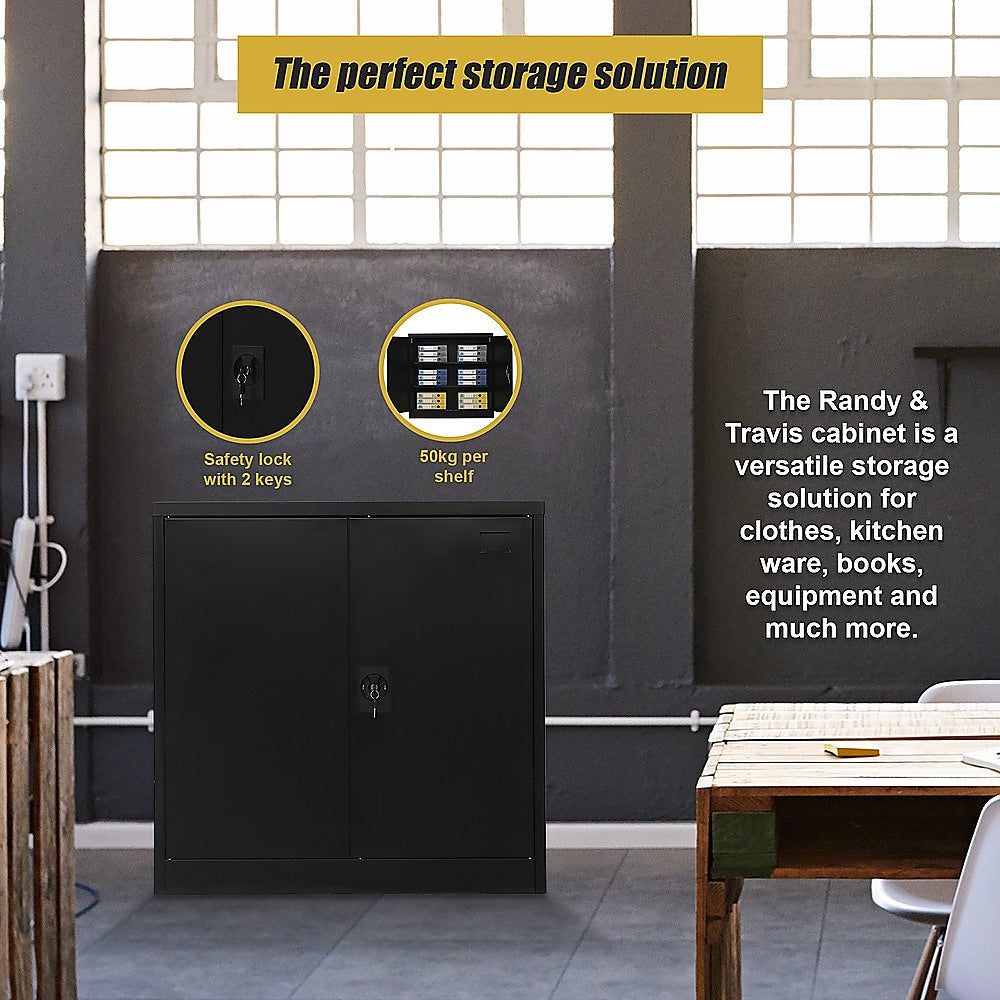 Two-Door Metal Short Cabinet Shelf Storage for Home Office Gym - Cosy Abode