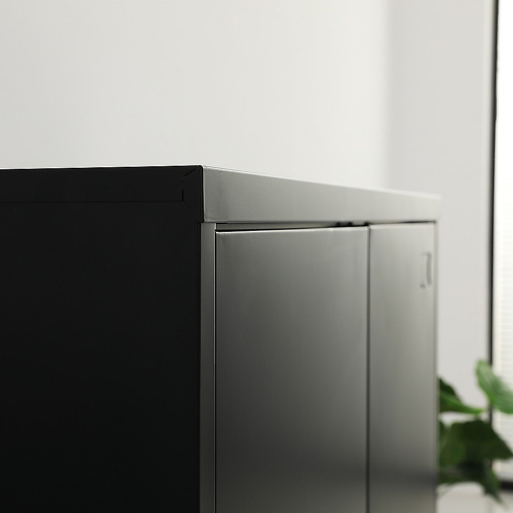 Two-Door Metal Short Cabinet Shelf Storage for Home Office Gym - Cosy Abode