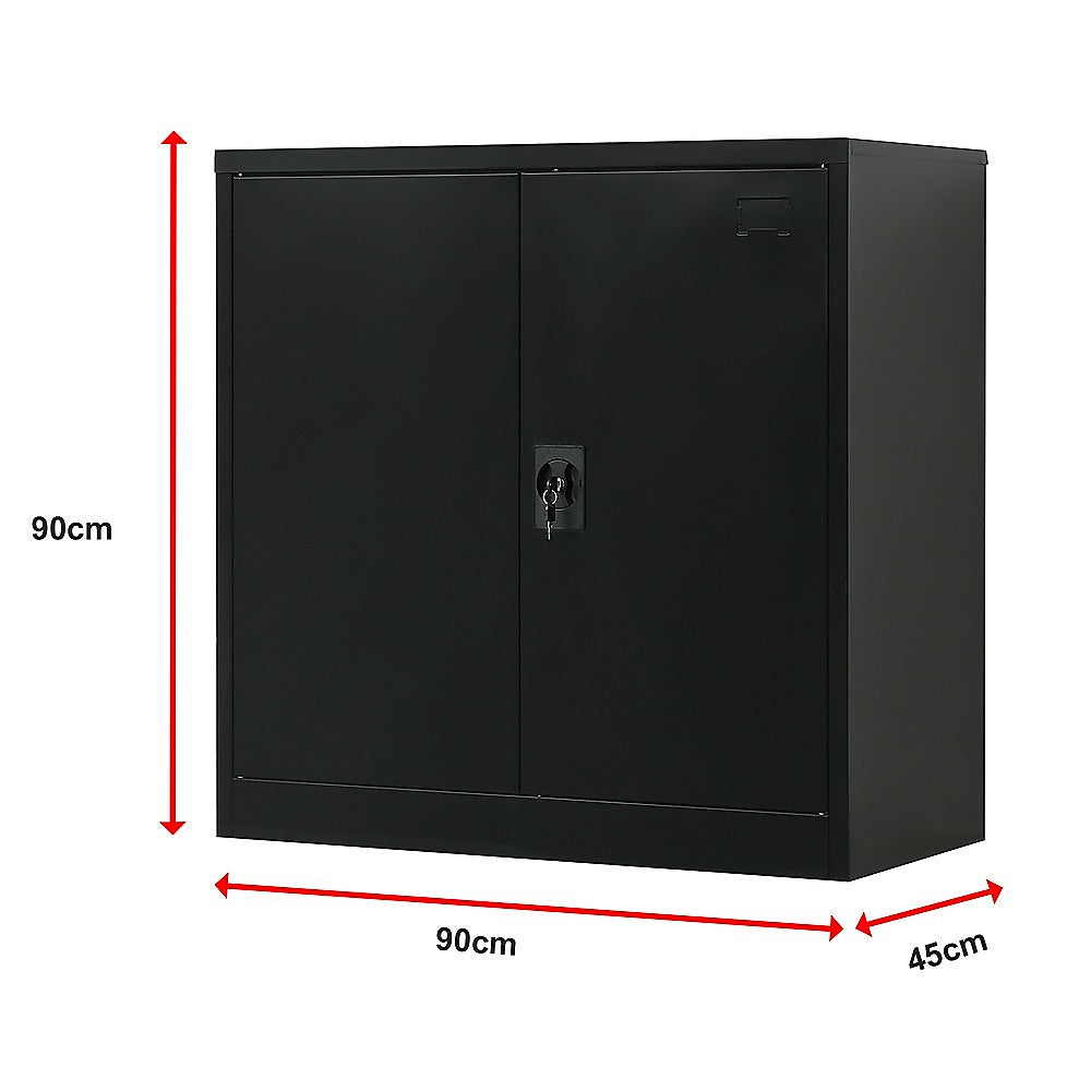 Two-Door Metal Short Cabinet Shelf Storage for Home Office Gym - Cosy Abode