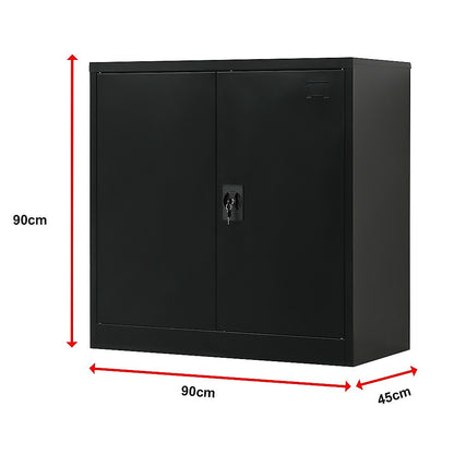 Two-Door Metal Short Cabinet Shelf Storage for Home Office Gym - Cosy Abode