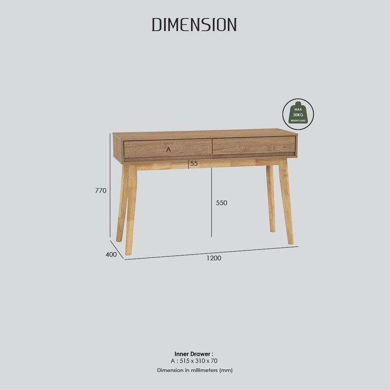 Hirado Console Hallway Table - Cocoa - Cosy Abode