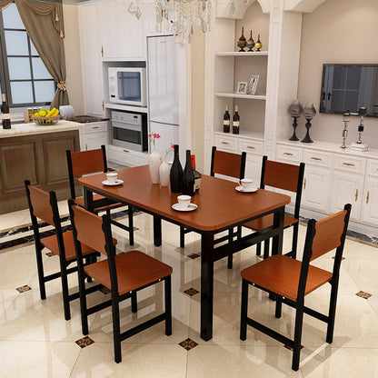 NNECN Wood & Steel Dining Set (Oak & Black) - Cosy Abode