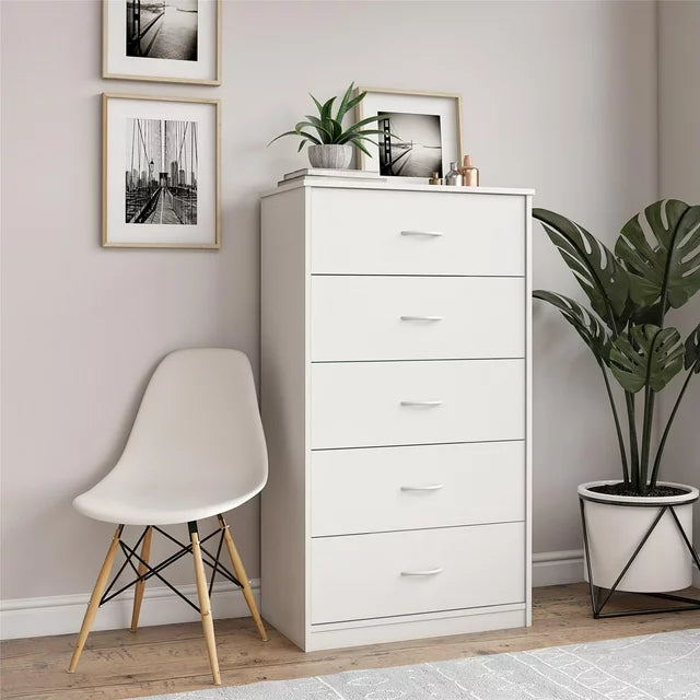 NNECN Classic Elegance: Five-Drawer Chest for Organized Living - Cosy Abode
