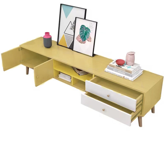 NNECN Two-Doors, Two-Drawers Wooden TV Cabinet - Cosy Abode