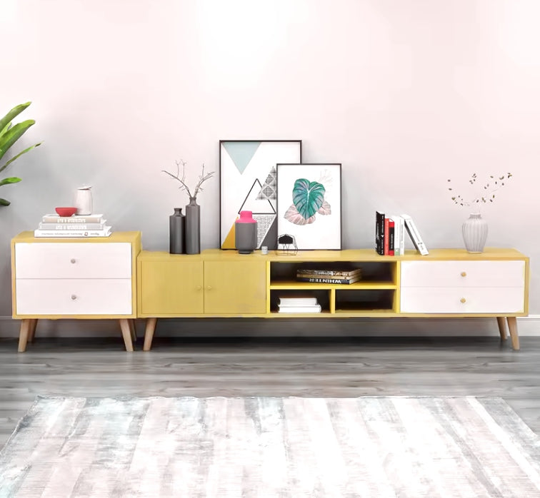 NNECN Two-Doors, Two-Drawers Wooden TV Cabinet - Cosy Abode