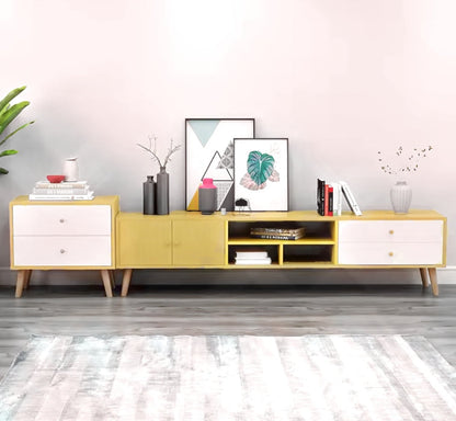 NNECN Two-Doors, Two-Drawers Wooden TV Cabinet - Cosy Abode