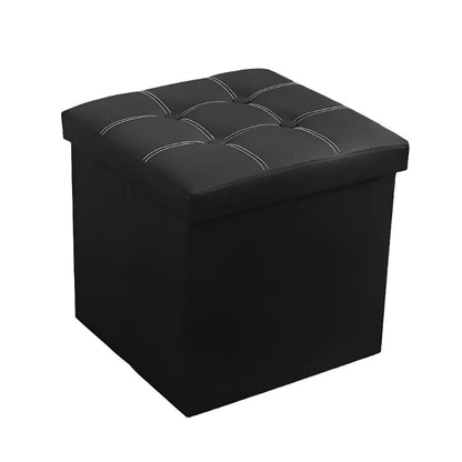 NNETM Faux Leather Storage Ottoman - Black, 55L - Cosy Abode