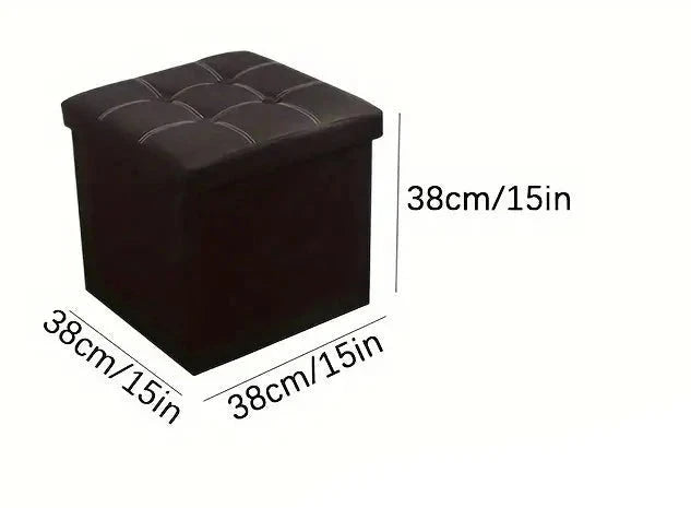 NNETM Faux Leather Storage Ottoman - Black, 55L - Cosy Abode