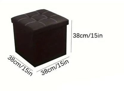 NNETM Faux Leather Storage Ottoman - Black, 55L - Cosy Abode