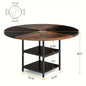 NNETMLT Round Breakfast Table with Shelves - Rustic Brown & Black - Cosy Abode