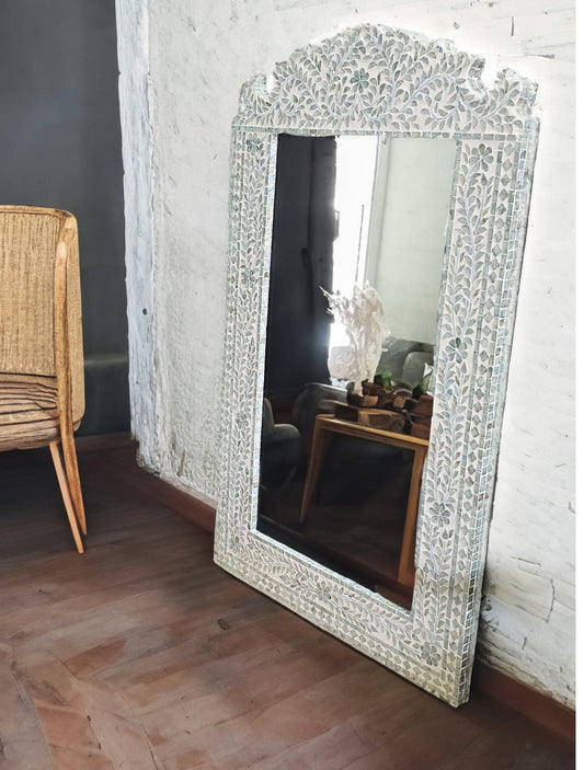MOTHER OF PEARL SERENE REFLECTION WALL MIRROR 120cm x 70cm - Cosy Abode
