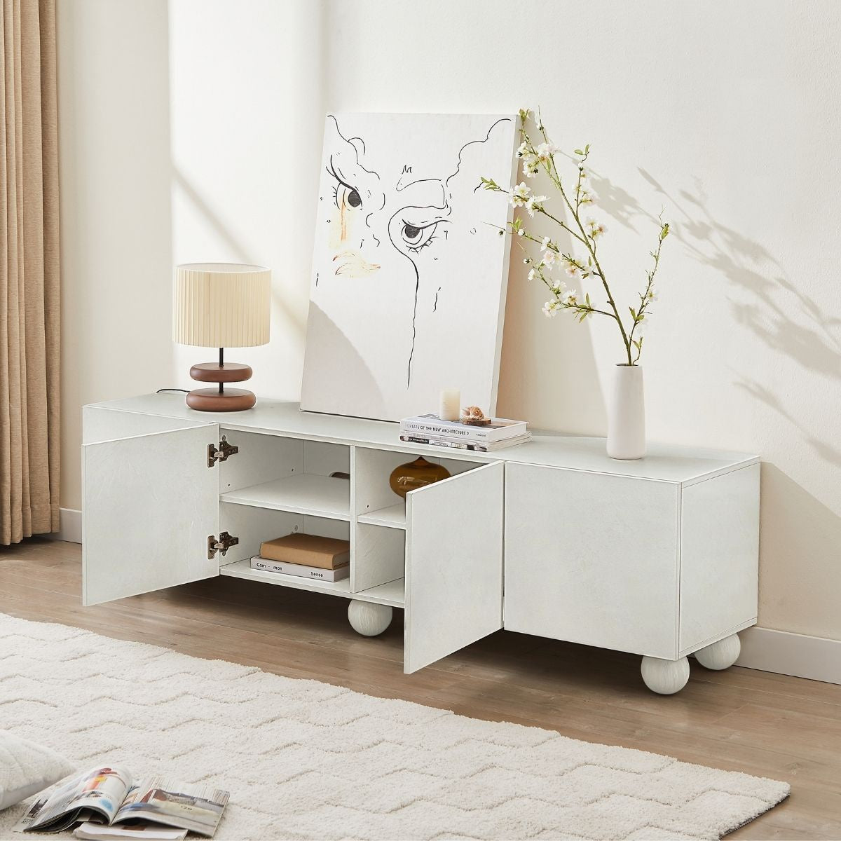 Ava White TV Unit - Cosy Abode