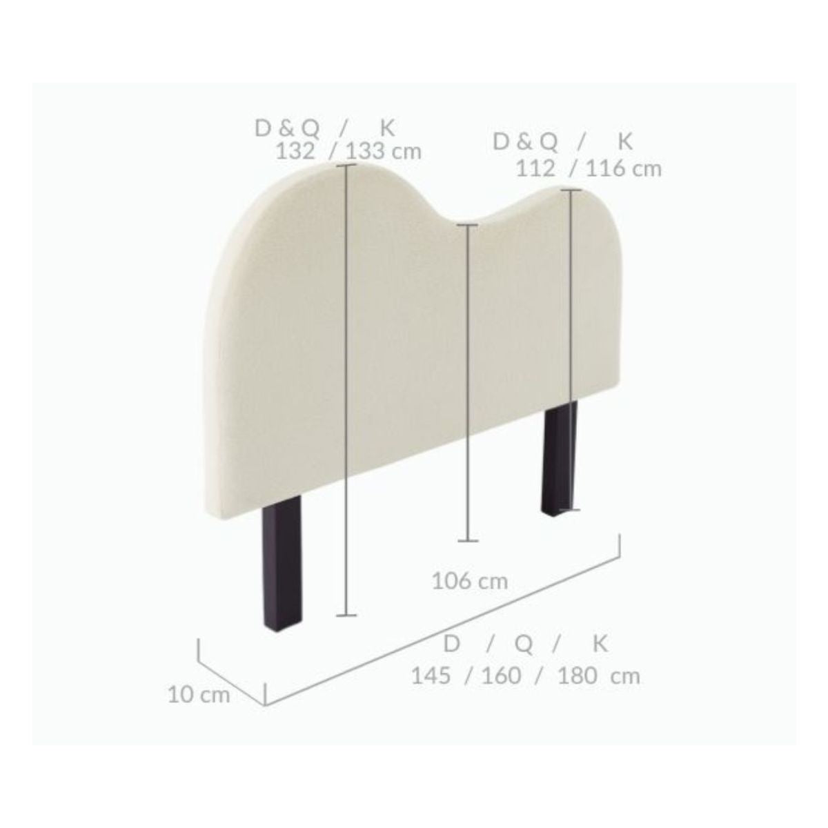Dome Whte Headboard Queen - Cosy Abode