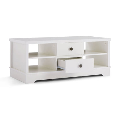 Margaux White Coastal Style Coffee Table with Drawers - Cosy Abode