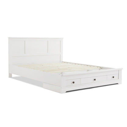 Margaux White Coastal Lifestyle Bedframe with Storage Drawers Double - Cosy Abode