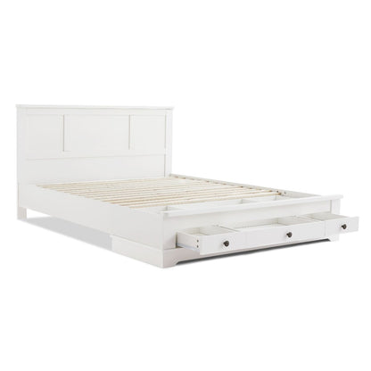 Margaux White Coastal Lifestyle Bedframe with Storage Drawers Double - Cosy Abode