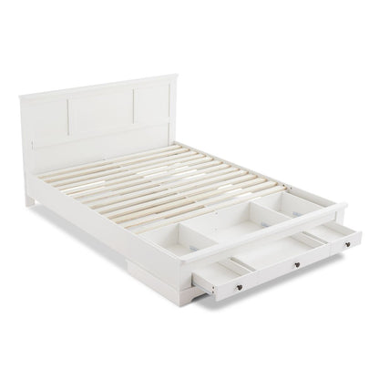 Margaux White Coastal Lifestyle Bedframe with Storage Drawers Double - Cosy Abode
