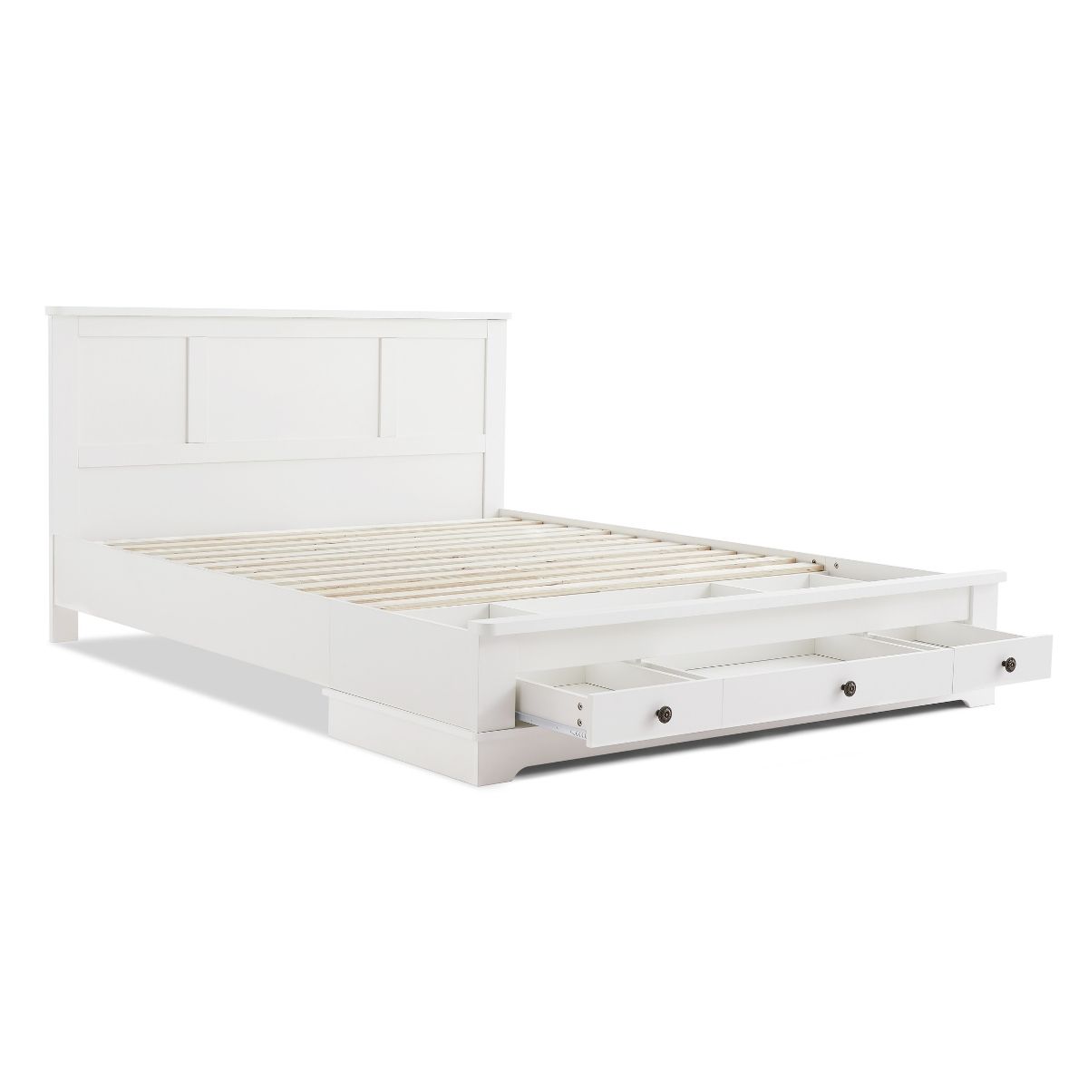 Margaux White Coastal Lifestyle Bedframe with Storage Drawers Queen - Cosy Abode