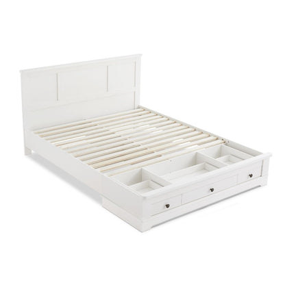 Margaux White Coastal Lifestyle Bedframe with Storage Drawers Queen - Cosy Abode