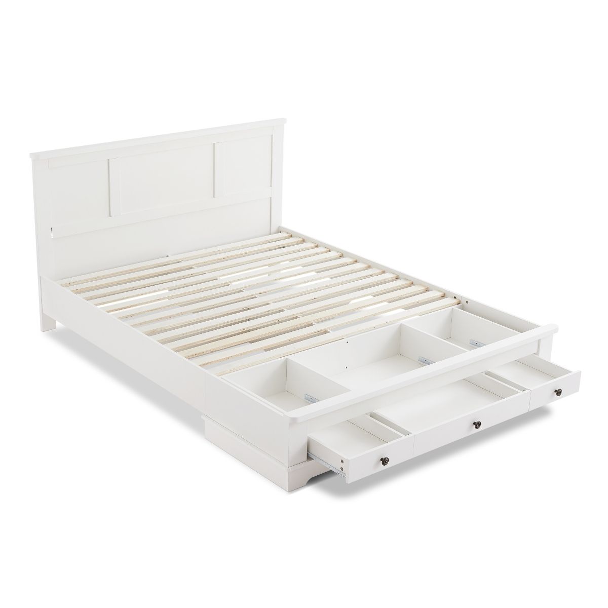 Margaux White Coastal Lifestyle Bedframe with Storage Drawers Queen - Cosy Abode