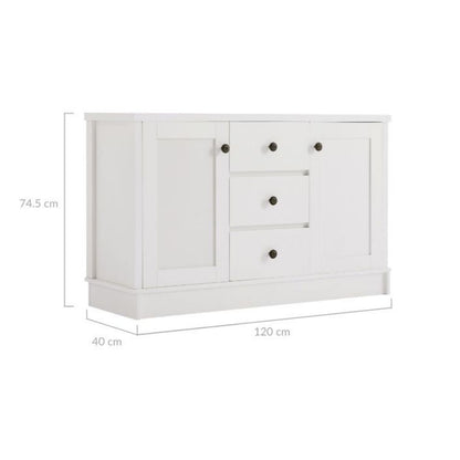 Margaux White Coastal Style Sideboard Buffet Unit - Cosy Abode
